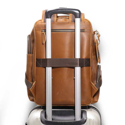 Retro Leather Backpack Trolley Case