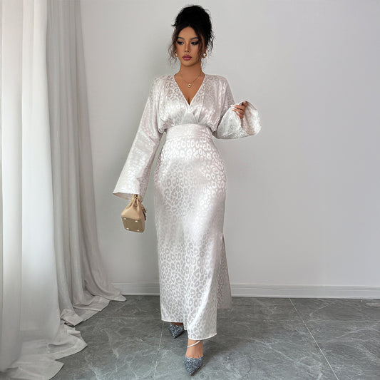 Women's Long-sleeved Deep V Dress Autumn And Winter Elegant