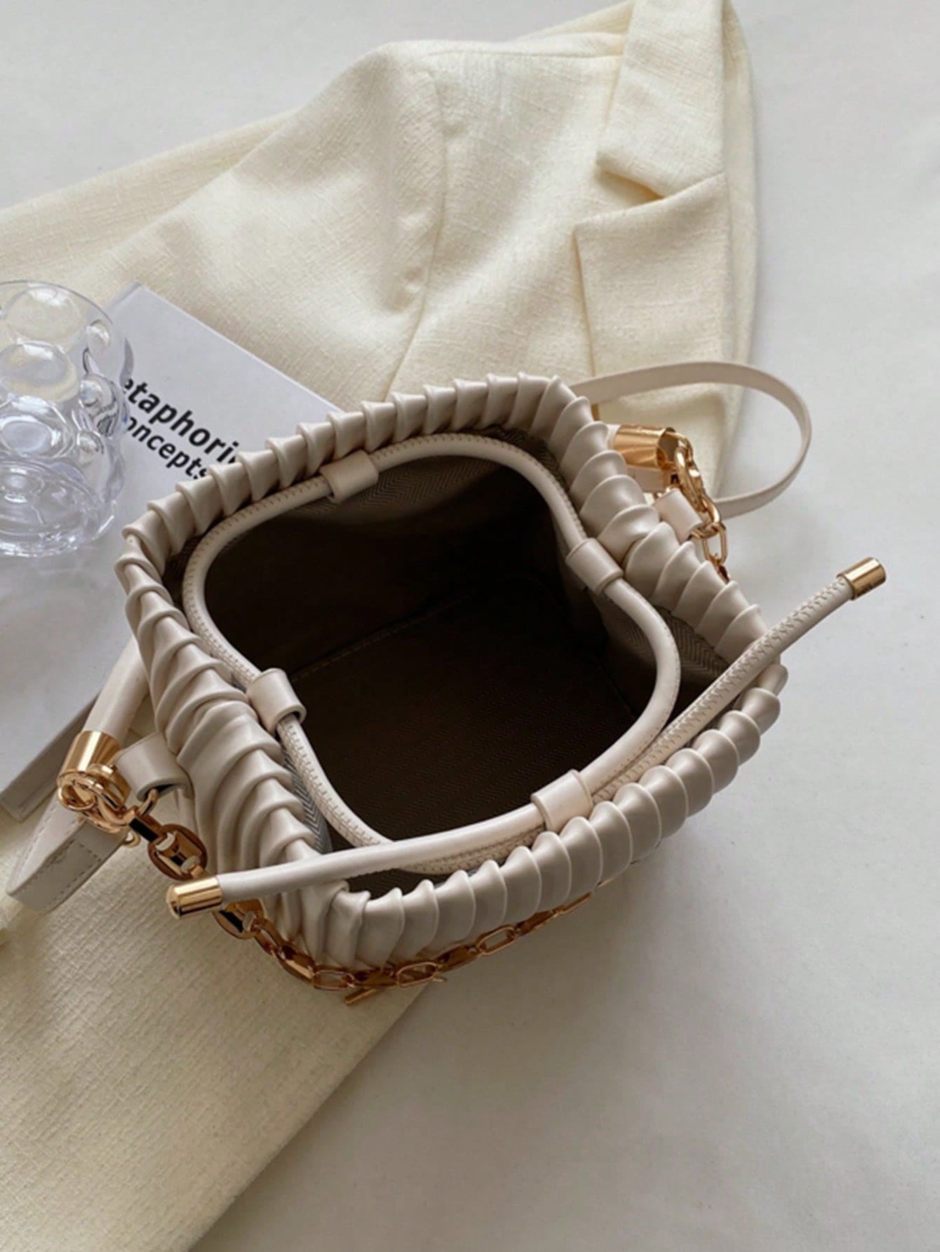 Handbag Pleated Bag Women Fashion Chain Niche Bucket Bag Personality Shoulder Messenger Bag