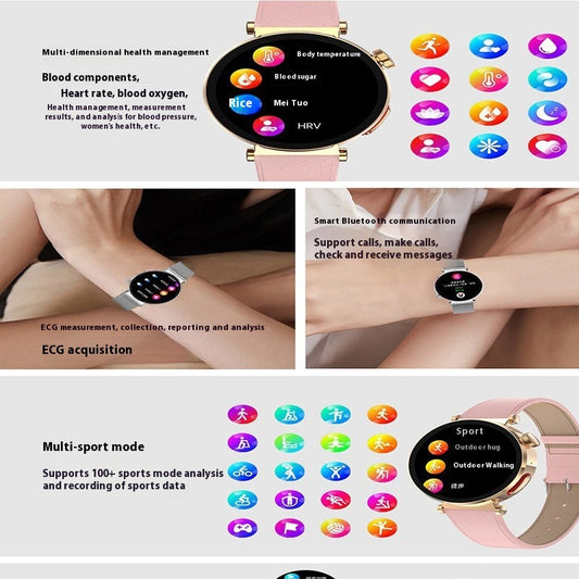 ساعة ذكية ET490 رياضية لمراقبة النوم وتخطيط القلب الكهربائي ومكالمات البلوتوث