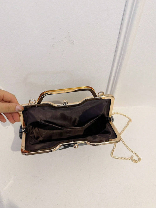 Retro Small Square Bag Handbag Crossbody Bag Cheongsam Leisure Bag Lip Clip Bag