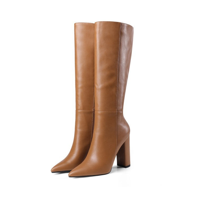 Pointed Toe Chunky Heel High Heel Autumn And Winter Women's High Boots