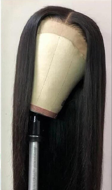European And American Front Lace Wig Mid-Point Black Long Straight Hair
