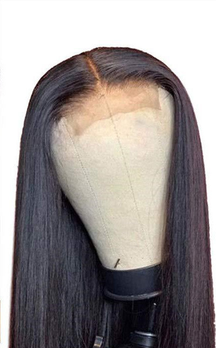 European And American Front Lace Wig Mid-Point Black Long Straight Hair