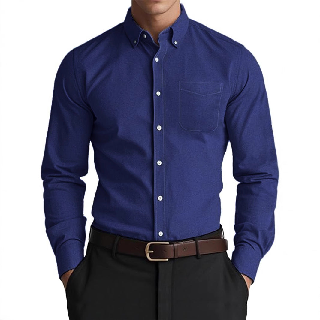 Men's Oxford Pure Color Casual Loose Shirt