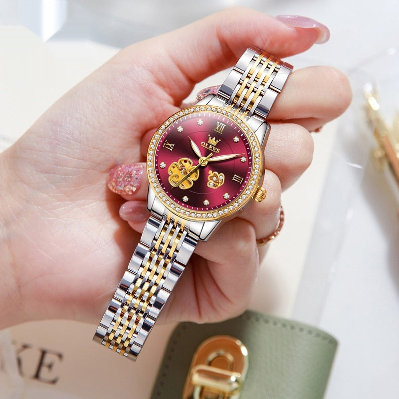 Hollow Mechanical Watch Women's Steel Belt Waterproof