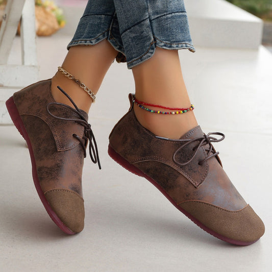 Flat Retro Soft Leather Western Style Slip-on Loafers Small Leather Shoes