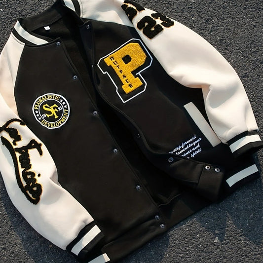 New Casual All-match Stitching Contrast Color Men's Jacket Top