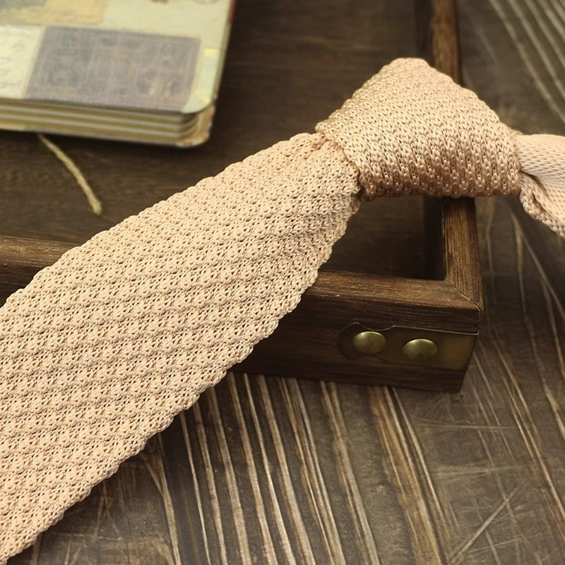 Narrow Woolen College Style Knitted Tie For Men And Women