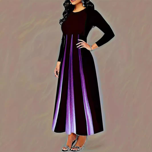 Elegant Socialite Printed Gradient Long Dress