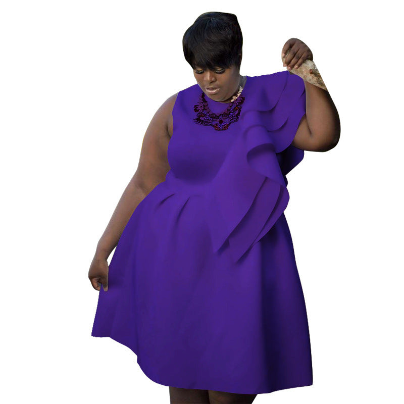 Round Neck A-line Large Hem Dress