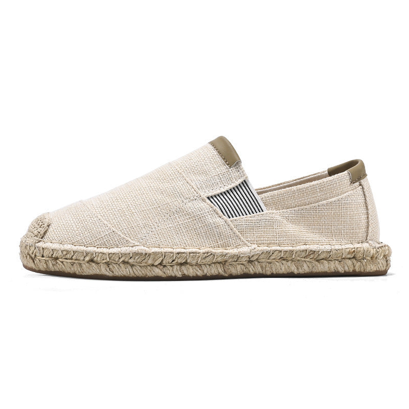 Men's Straw Fisherman Summer Canvas Casual Old Linen Tide Cloth Shoes