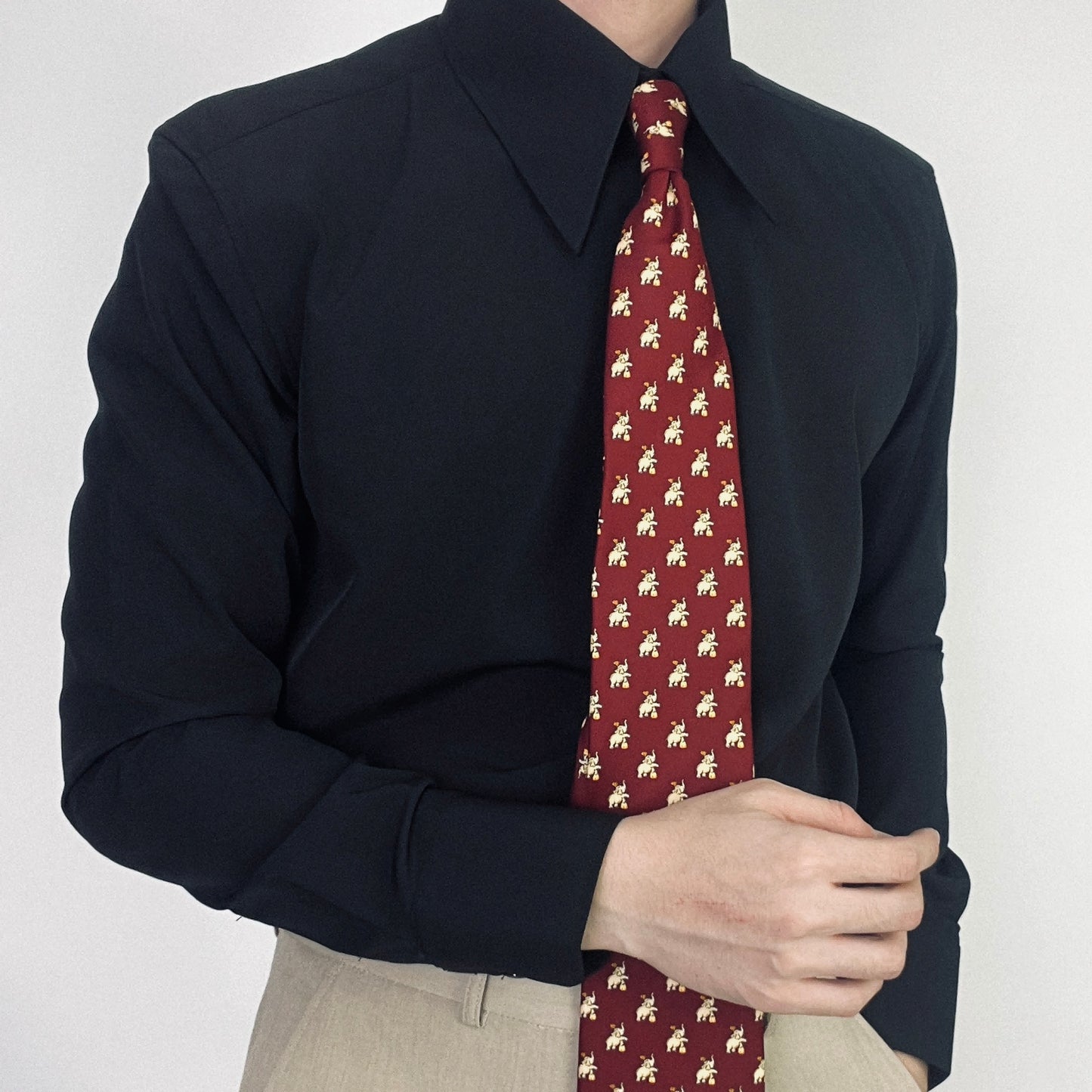 Men's Retro Solid Color Long Sleeve Shirt