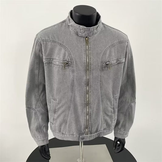 Mens Heavy-Duty Washed And Distressed Denim Jacket