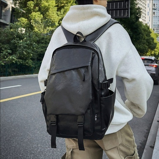 Waterproof PU Soft Leather Men's Business Backpack