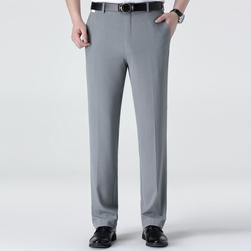 Mulberry Silk Men's Middle-aged Loose Straight Non-ironing Suit Pants