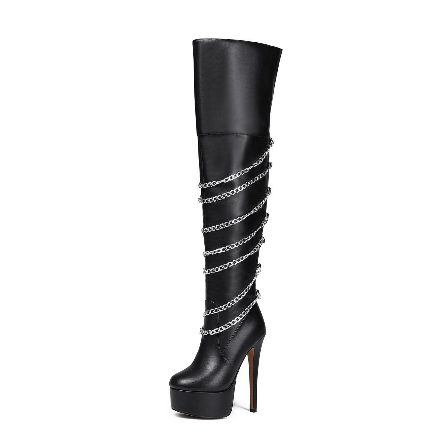 Metal Pointed Hot Girl Below The Knee Knight Boots High Heel