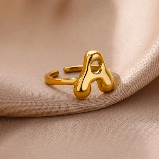 Cute Bubble Letters Ring Gold 18K Gold Plated Ring