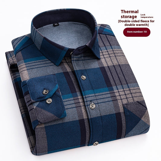 Camisa informal cálida de manga larga para hombre, camisa gruesa y cálida con forro polar