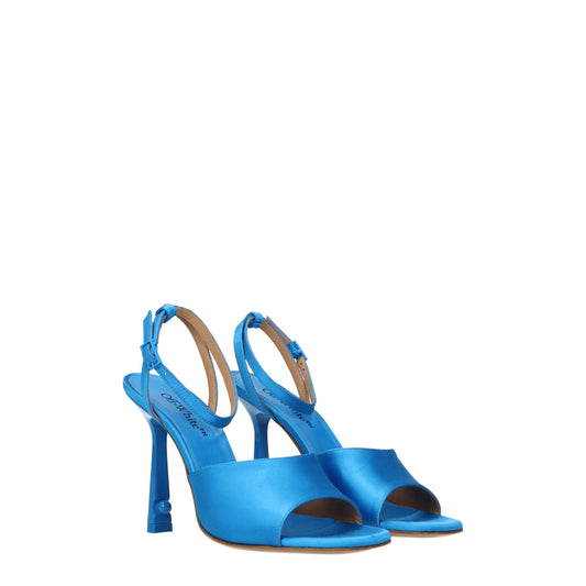 Blue Satin Stiletto Heels Sandals