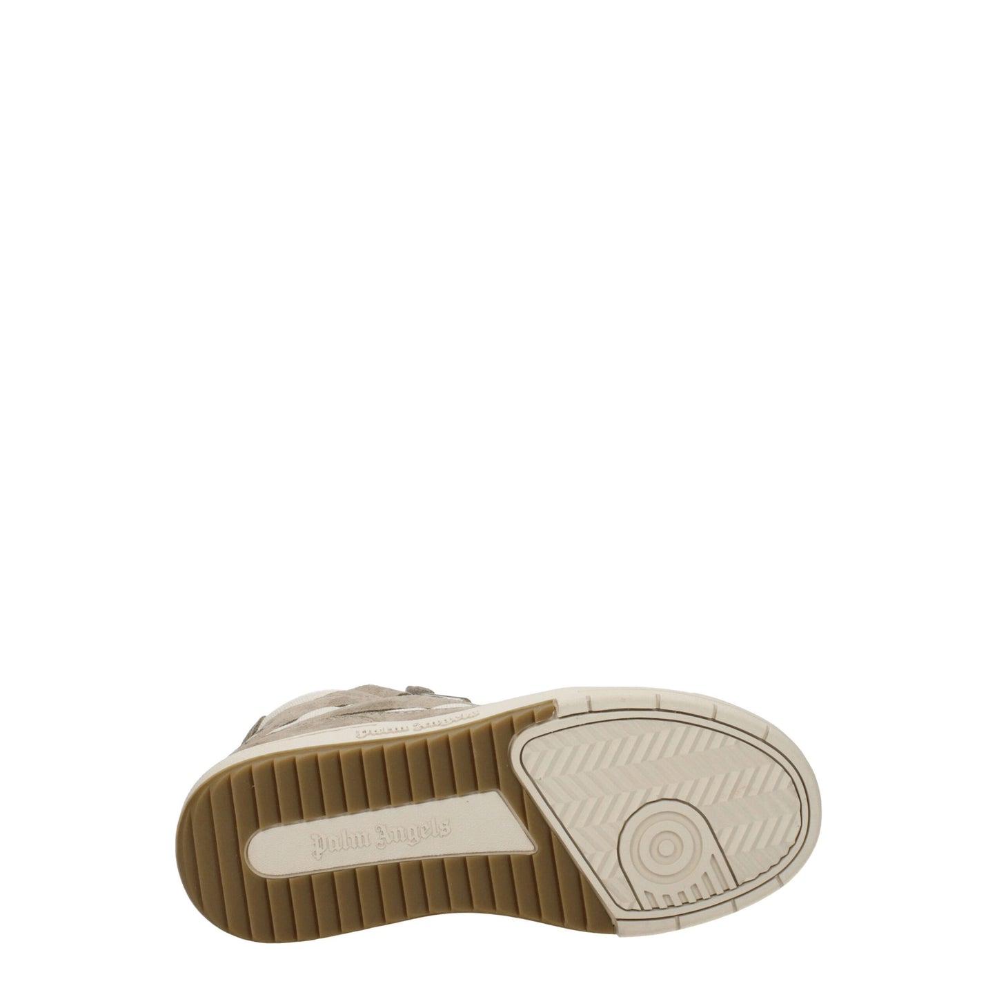 حذاء رياضي عالي الرقبة من الجلد البيج