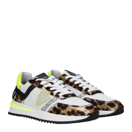 White Fabric Athletic Sneakers