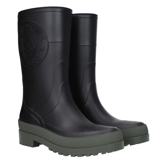 Black Cotton Rain Boots