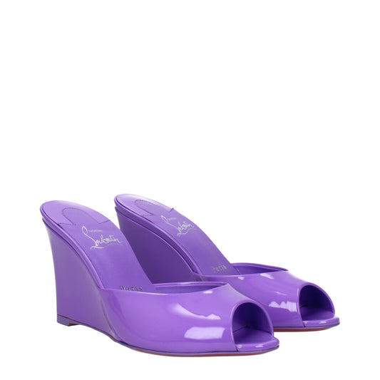 Sandalias de cuña de cuero morado