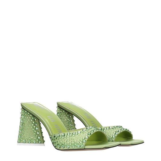 Green Satin Stiletto Heels Sandals