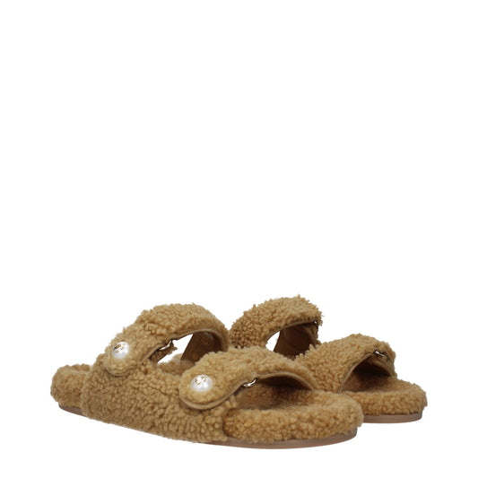 Brown Fabric Slippers Sandals