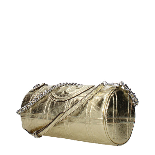 Bolsos de hombro de cuero dorado