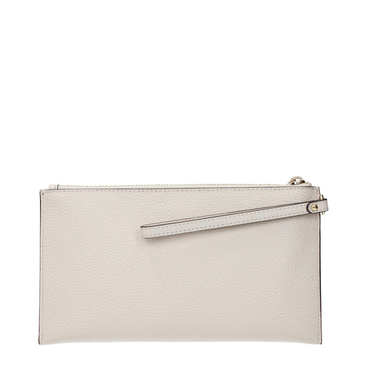 Beige Leather Clutch Bags