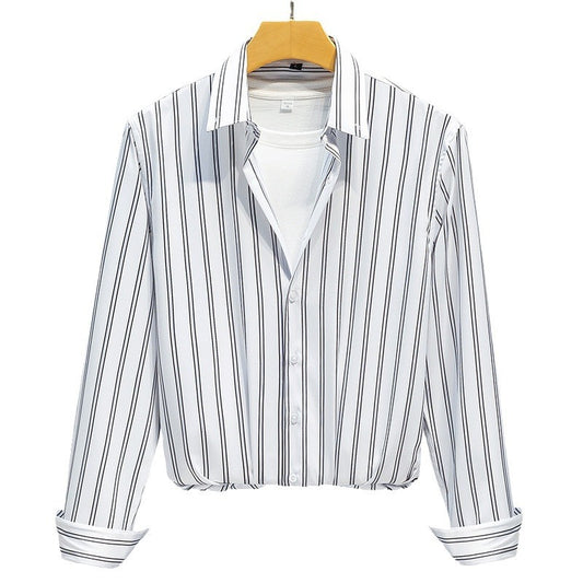 Business Casual Slim-fitting Striped Printed Shirt Men