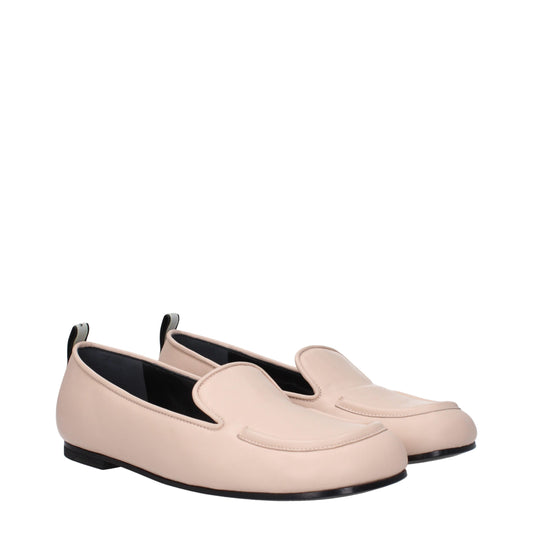 Pink Leather Slip-On Loafers