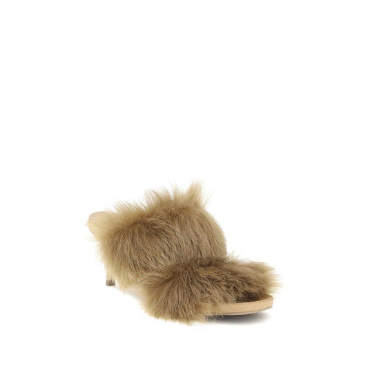 Fur-trimmed mules Sandals