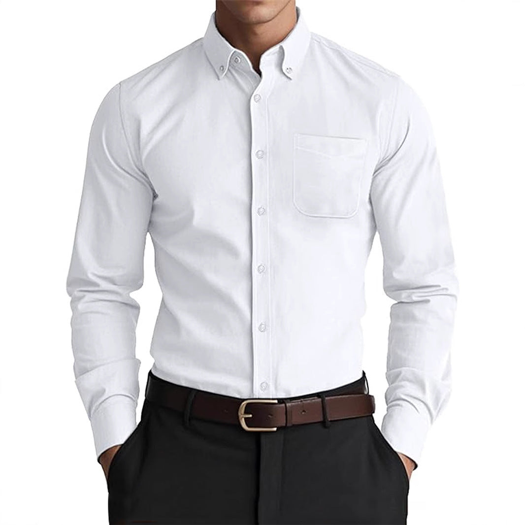Men's Oxford Pure Color Casual Loose Shirt