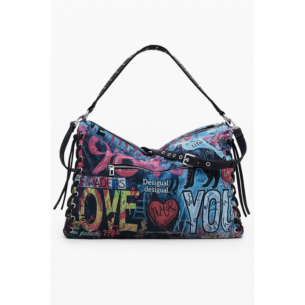 Bolso de mano de algodón azul para mujer
