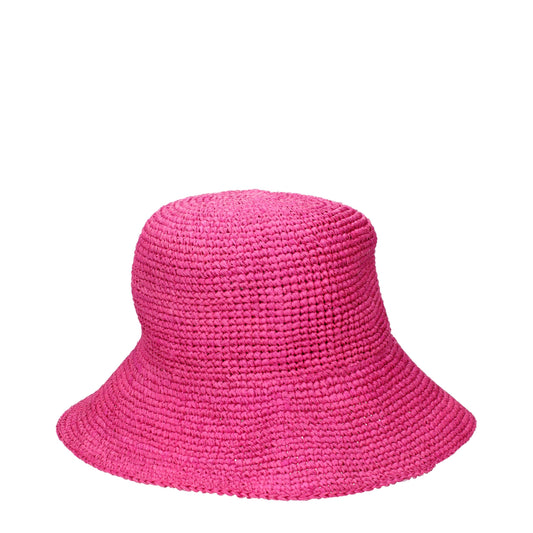 Sombreros de pescador de rafia rosa