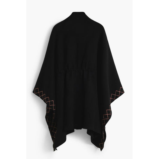 Poncho de poliéster negro para mujer