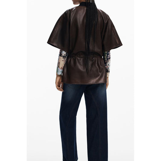 Brown Polyethylene Women Poncho