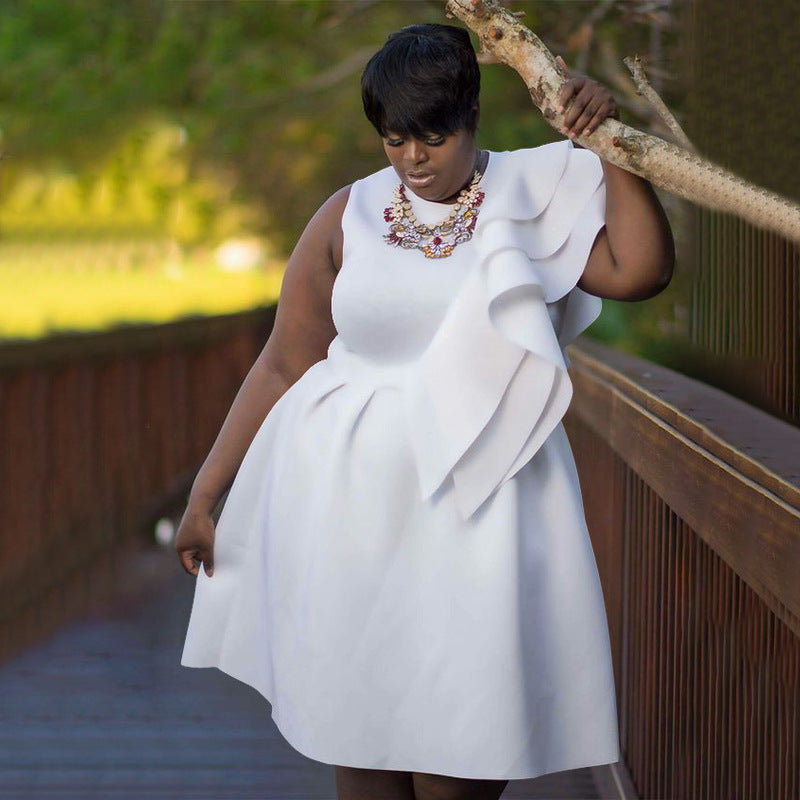 Round Neck A-line Large Hem Dress