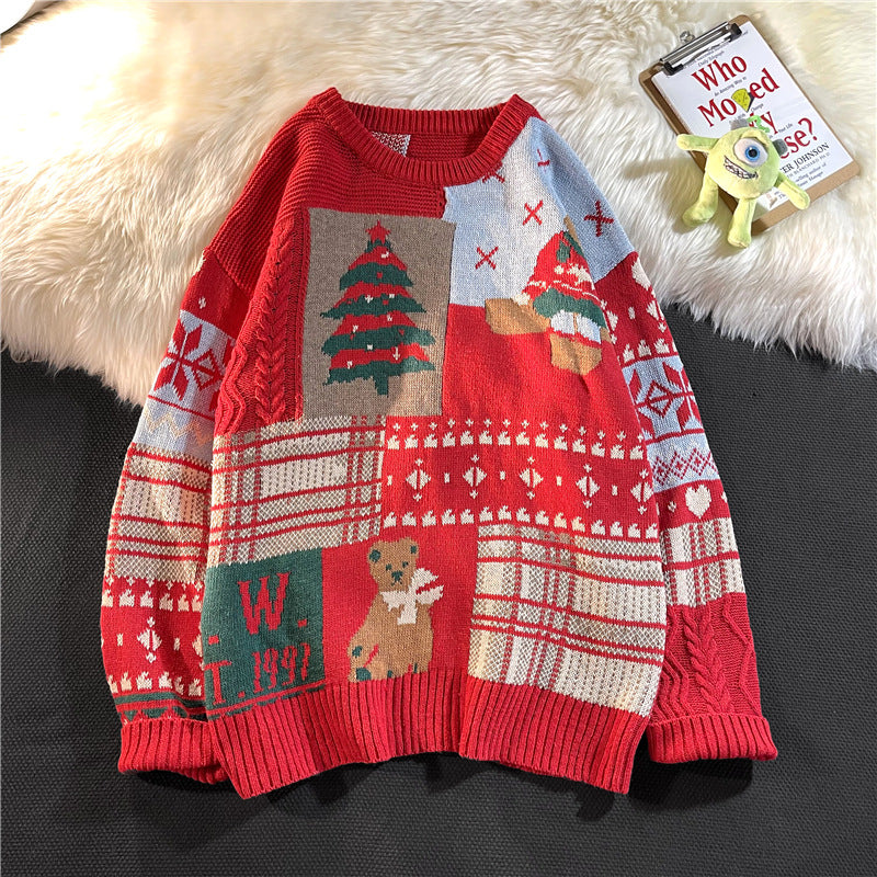 Vintage Loose Round Neck Christmas Sweater