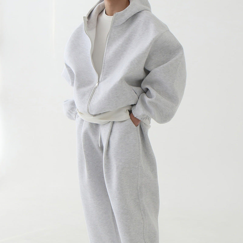 Autumn Double-Zipper Lazy-Style Hoodie Set