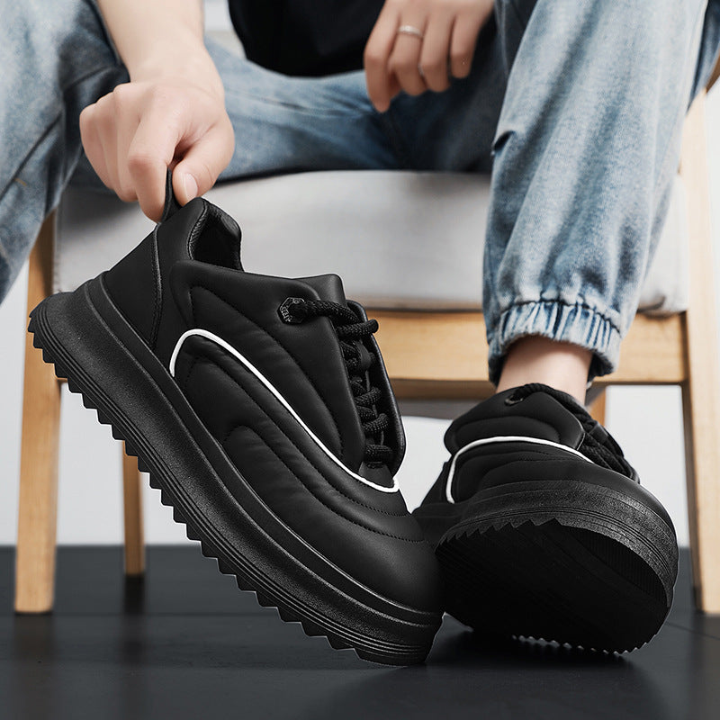 حذاء رياضي متعدد الاستخدامات من الجلد الصناعي، يزيد من الطول، مناسب للطلاب، ذو نعل سميك