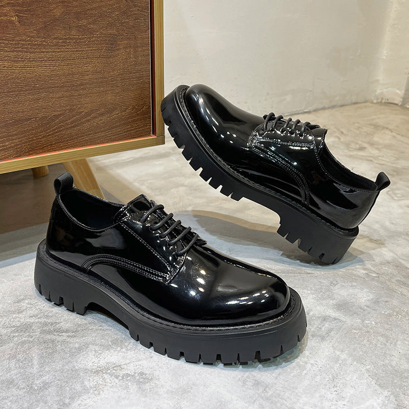 Youth Round Head British Style Flat Heel Fashion Casual Daily Leather Shoes