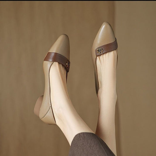 Spring New Comfort Pointed-toe Soft Bottom Versatile Color Matching Women's Shoes