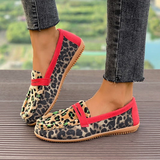 Leopard Print Lazy Round Toe Casual Shoes