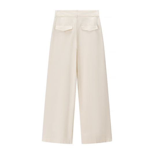 High Waist Wide Leg Draping Pleated Trousers