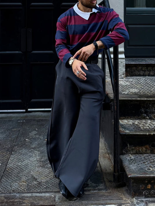 Elegant Grey Scimitar Wide-Leg Pants