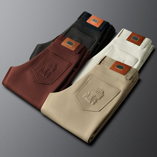 Autumn And Winter Khaki Fashion Casual Men's Simple Skinny Pants